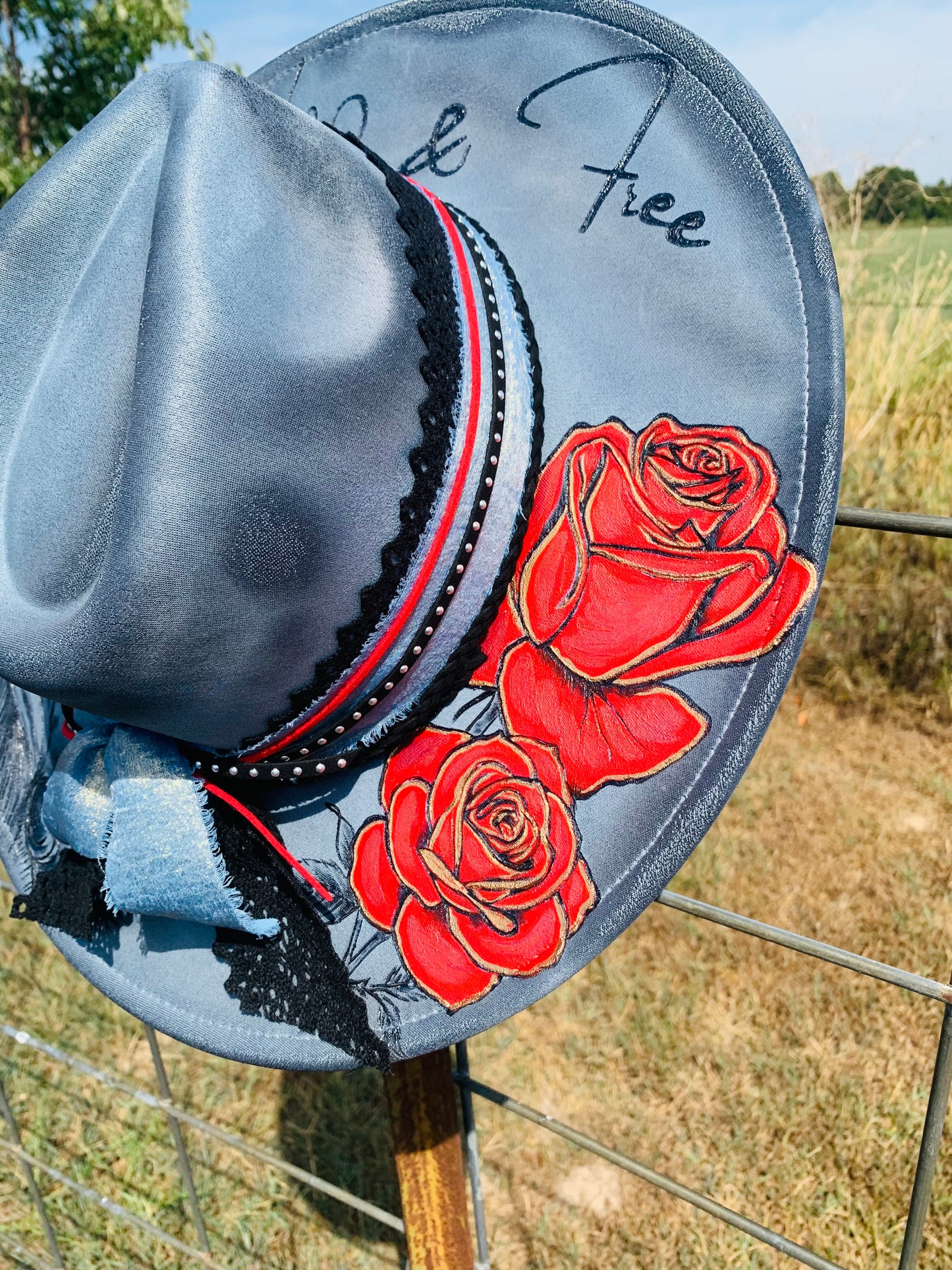 Hand Burned Rancher Hat "Wild & Free" Design