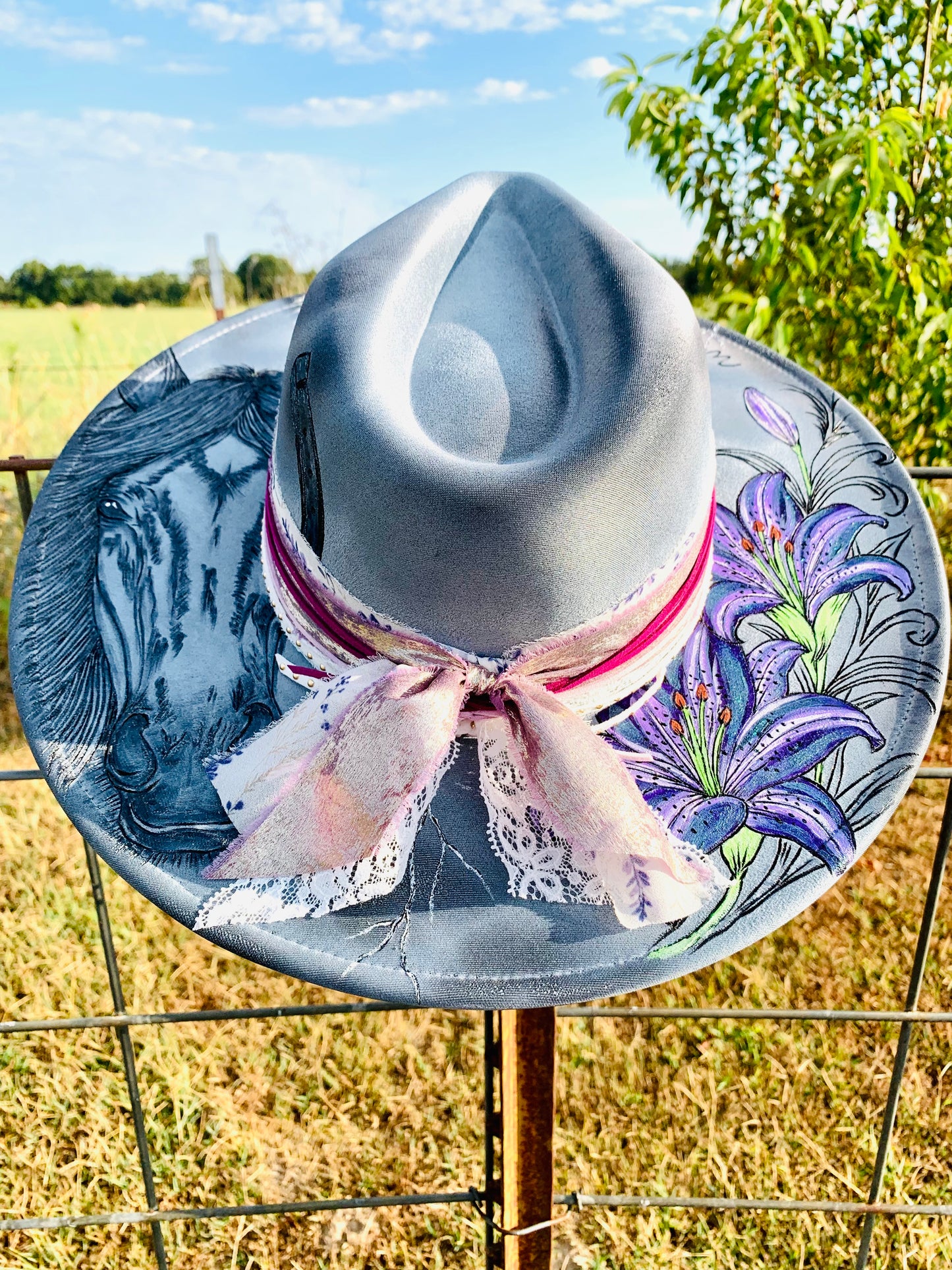 Hand Burned Rancher Hat "I Am The Storm" Design