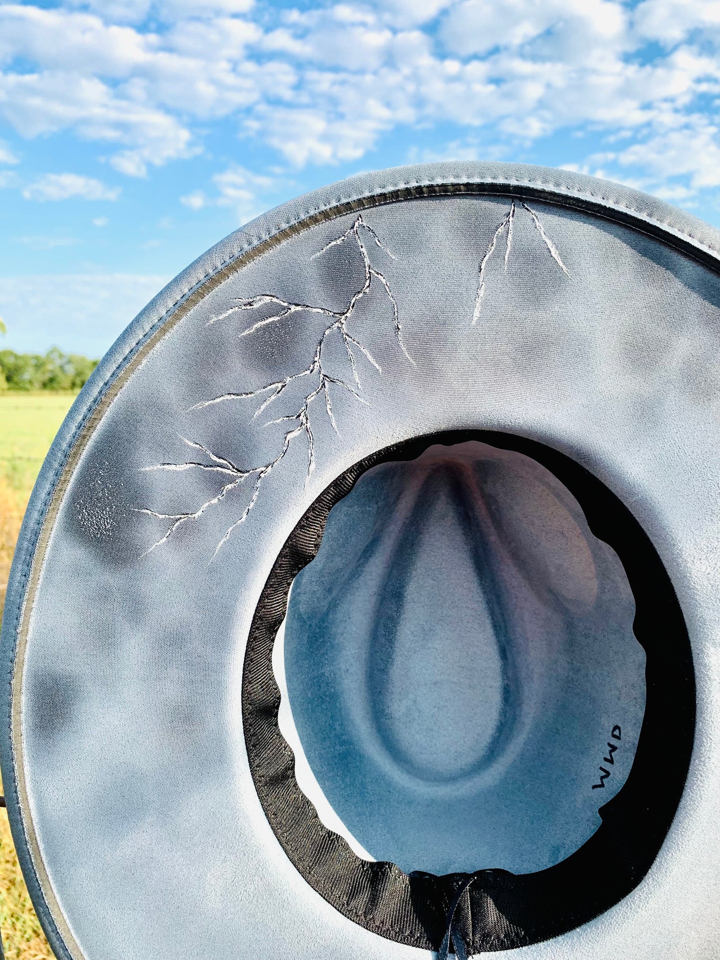 Hand Burned Rancher Hat "I Am The Storm" Design