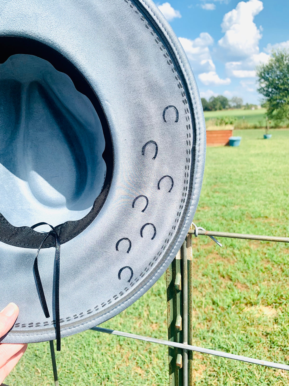 Hand Burned Hand Painted Rancher Hat "Horseshoe" Design (Custom)