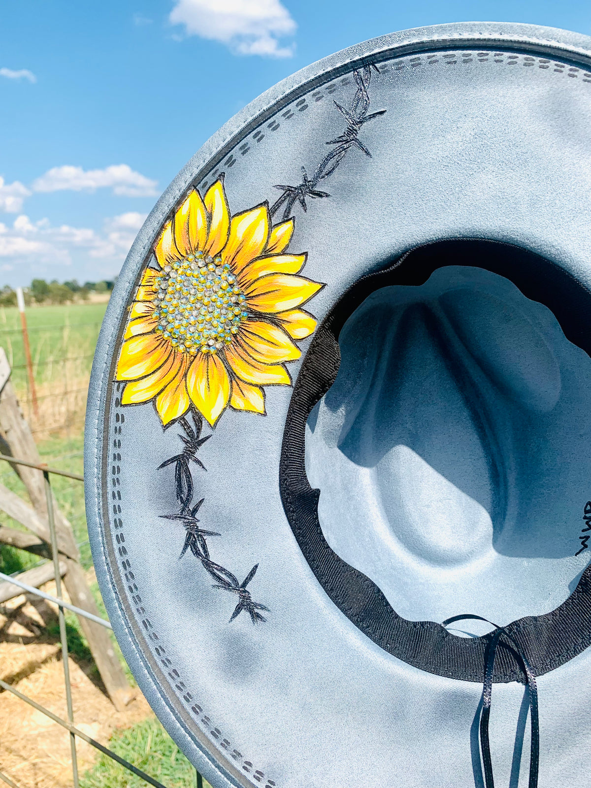 Hand Burned Hand Painted Rancher Hat "Horseshoe" Design (Custom)