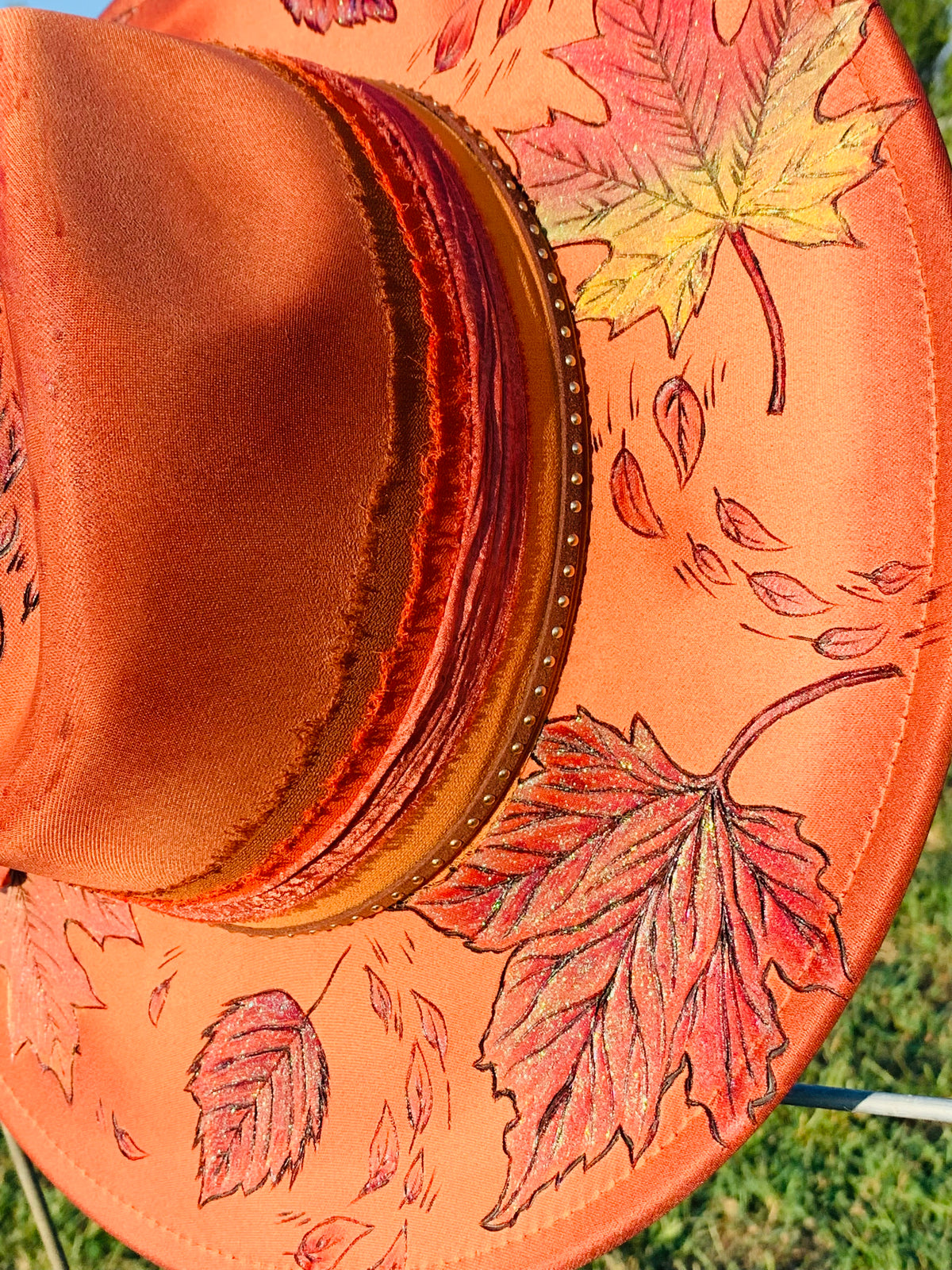 Hand Burned/Hand Painted Rancher Hat "Fall is in the Air" Design