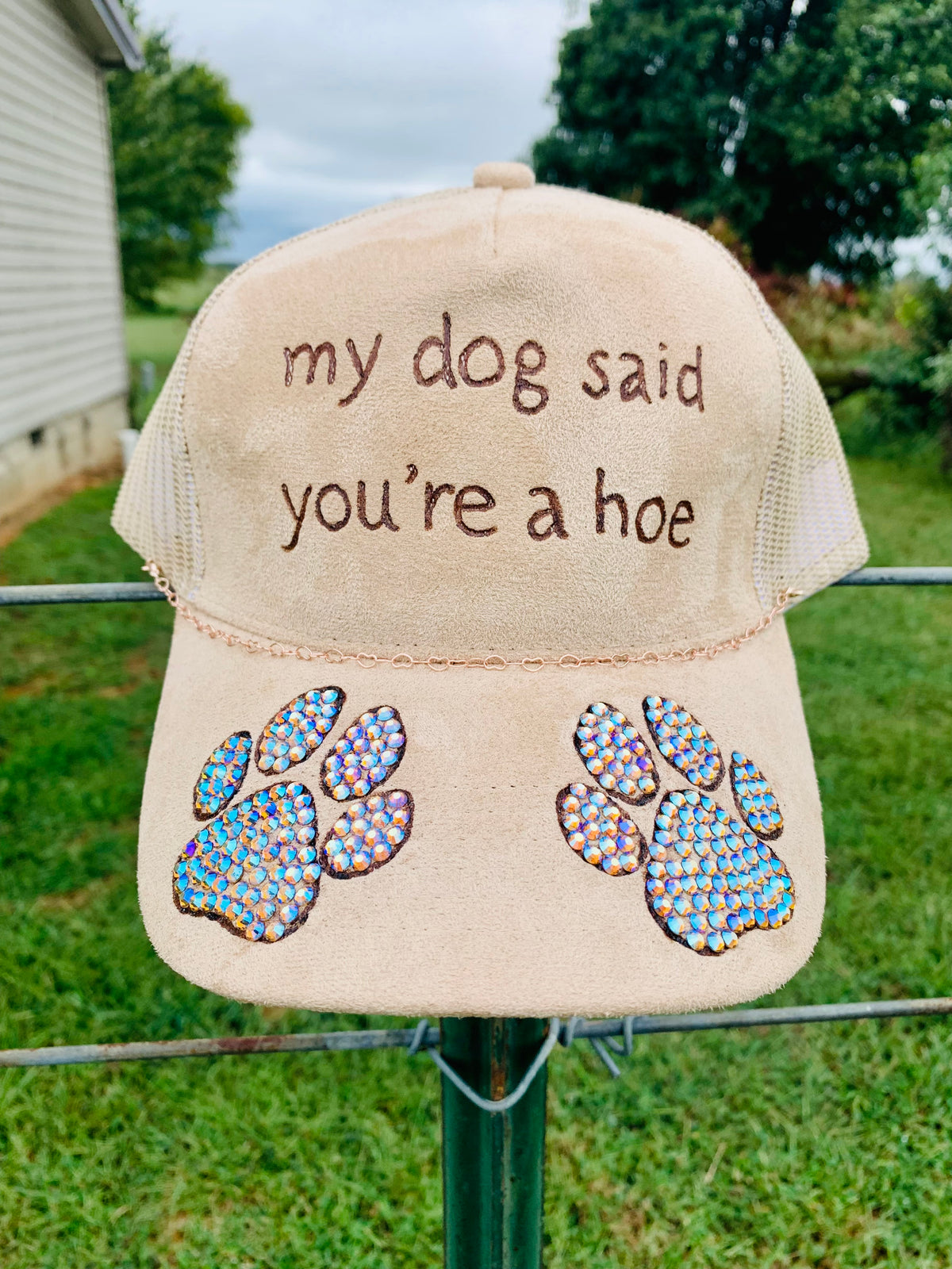 Hand Burned Two-Toned Vegan Suede Trucker Hat