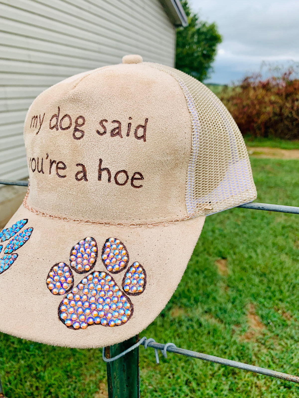 Hand Burned Two-Toned Vegan Suede Trucker Hat