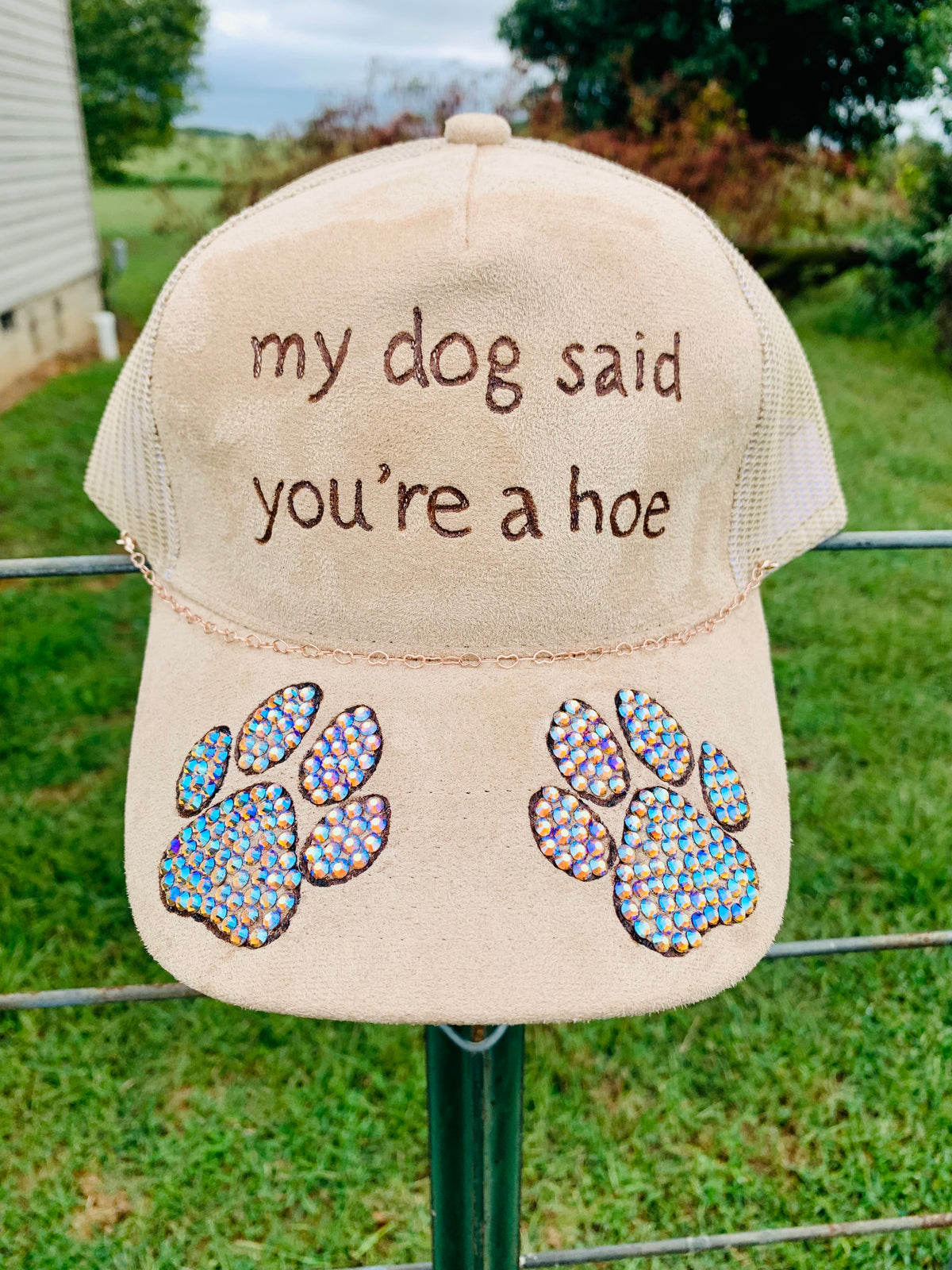 Hand Burned Two-Toned Vegan Suede Trucker Hat