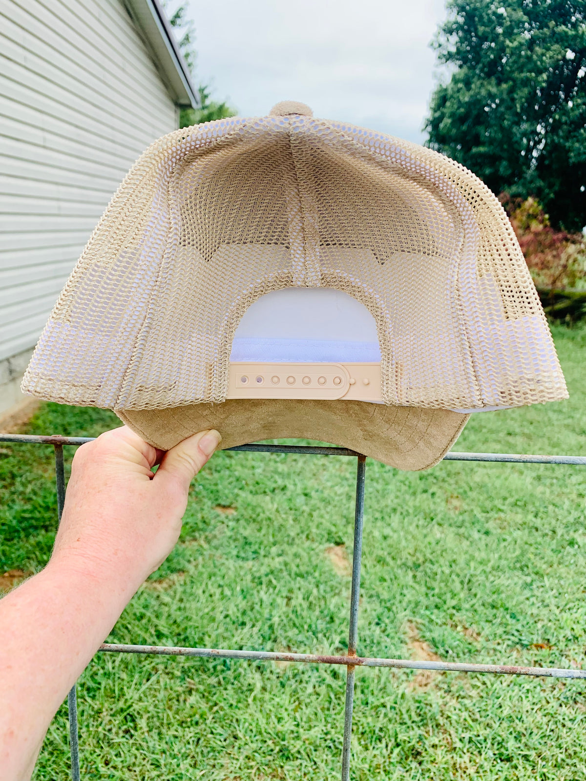Hand Burned Two-Toned Vegan Suede Trucker Hat