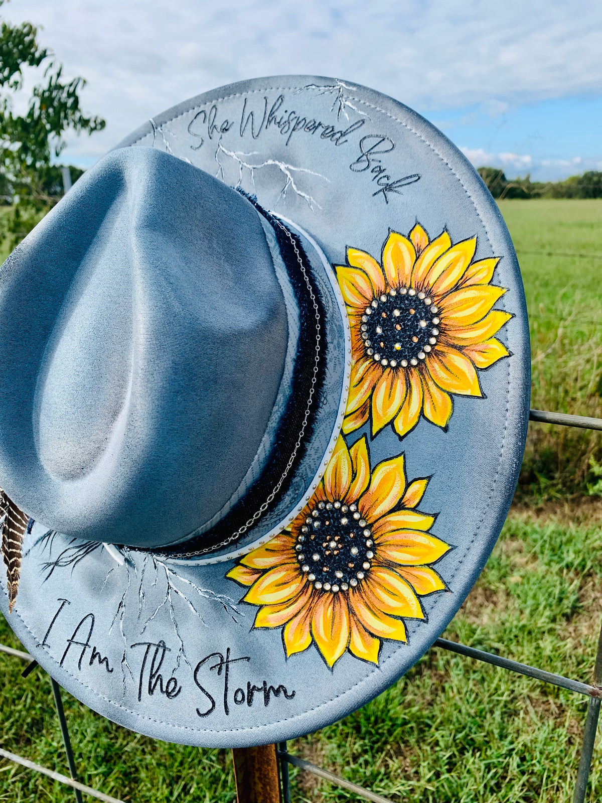 Hand Burned/Hand Painted Rancher Hat "She Whispered Back" Design