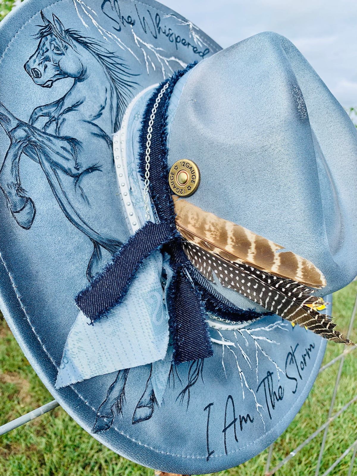 Hand Burned/Hand Painted Rancher Hat "She Whispered Back" Design