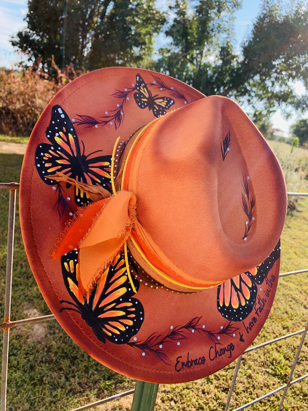 Hand Burned/Hand Painted Rancher Hat "A Beautiful Transition" Design