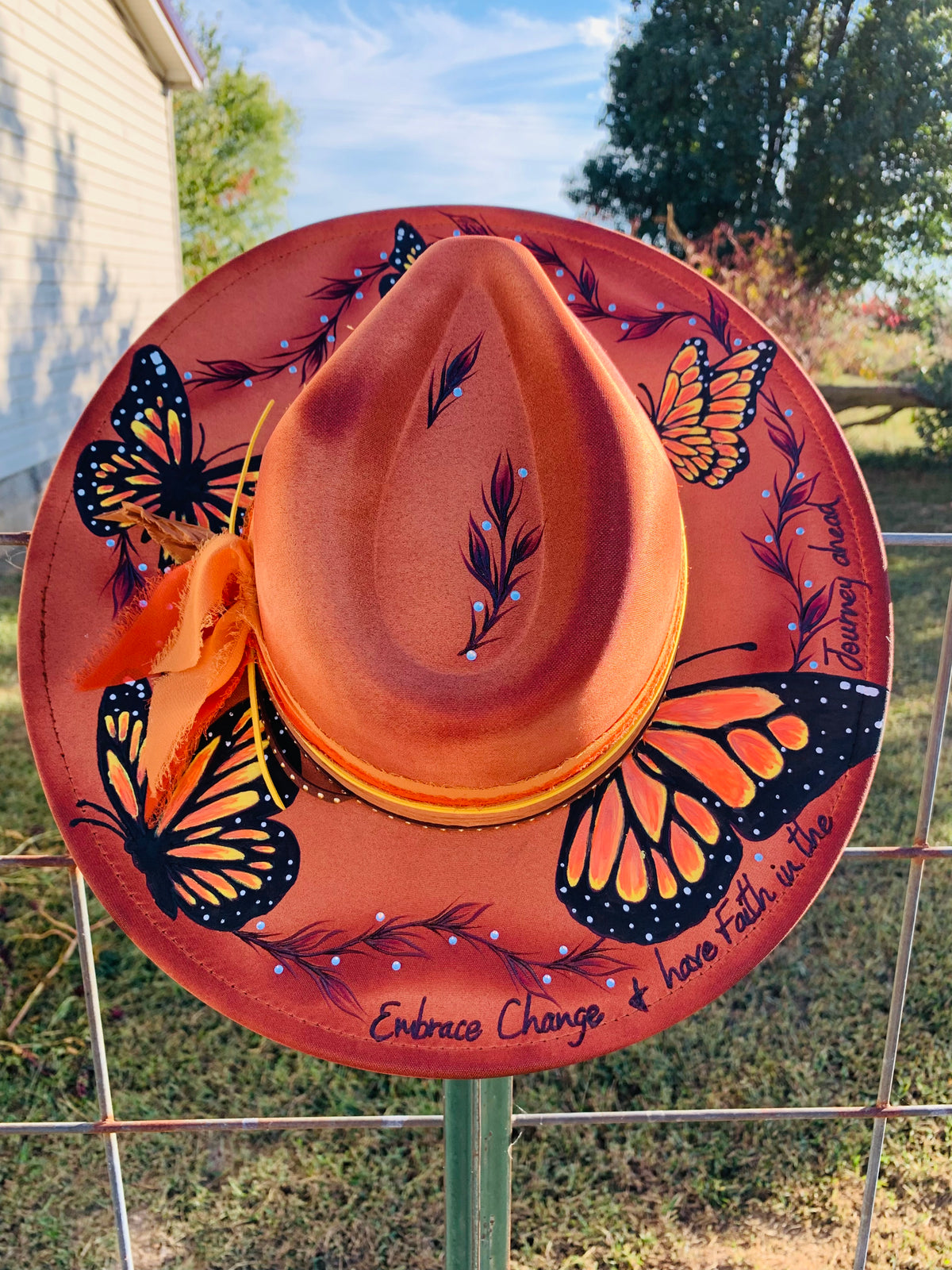 Hand Burned/Hand Painted Rancher Hat "A Beautiful Transition" Design