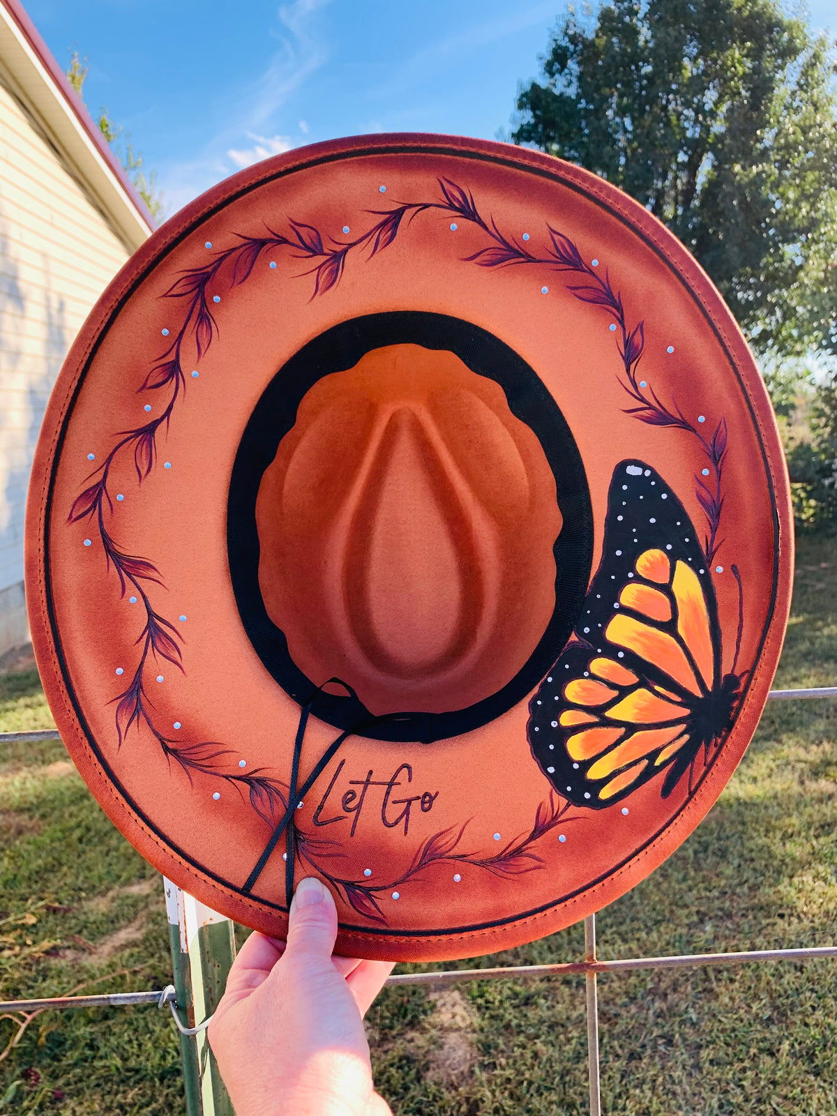 Hand Burned/Hand Painted Rancher Hat "A Beautiful Transition" Design