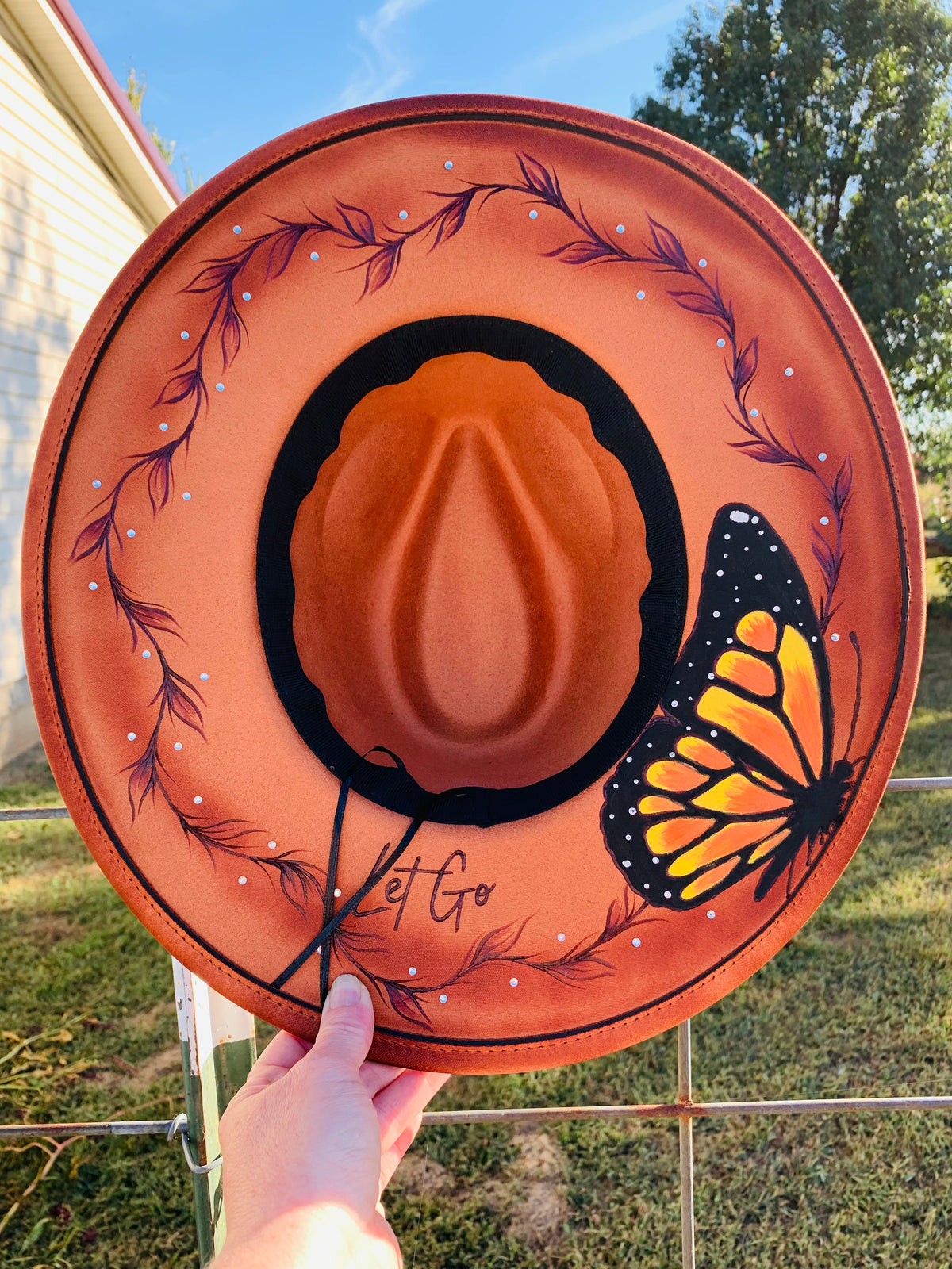 Hand Burned/Hand Painted Rancher Hat "A Beautiful Transition" Design