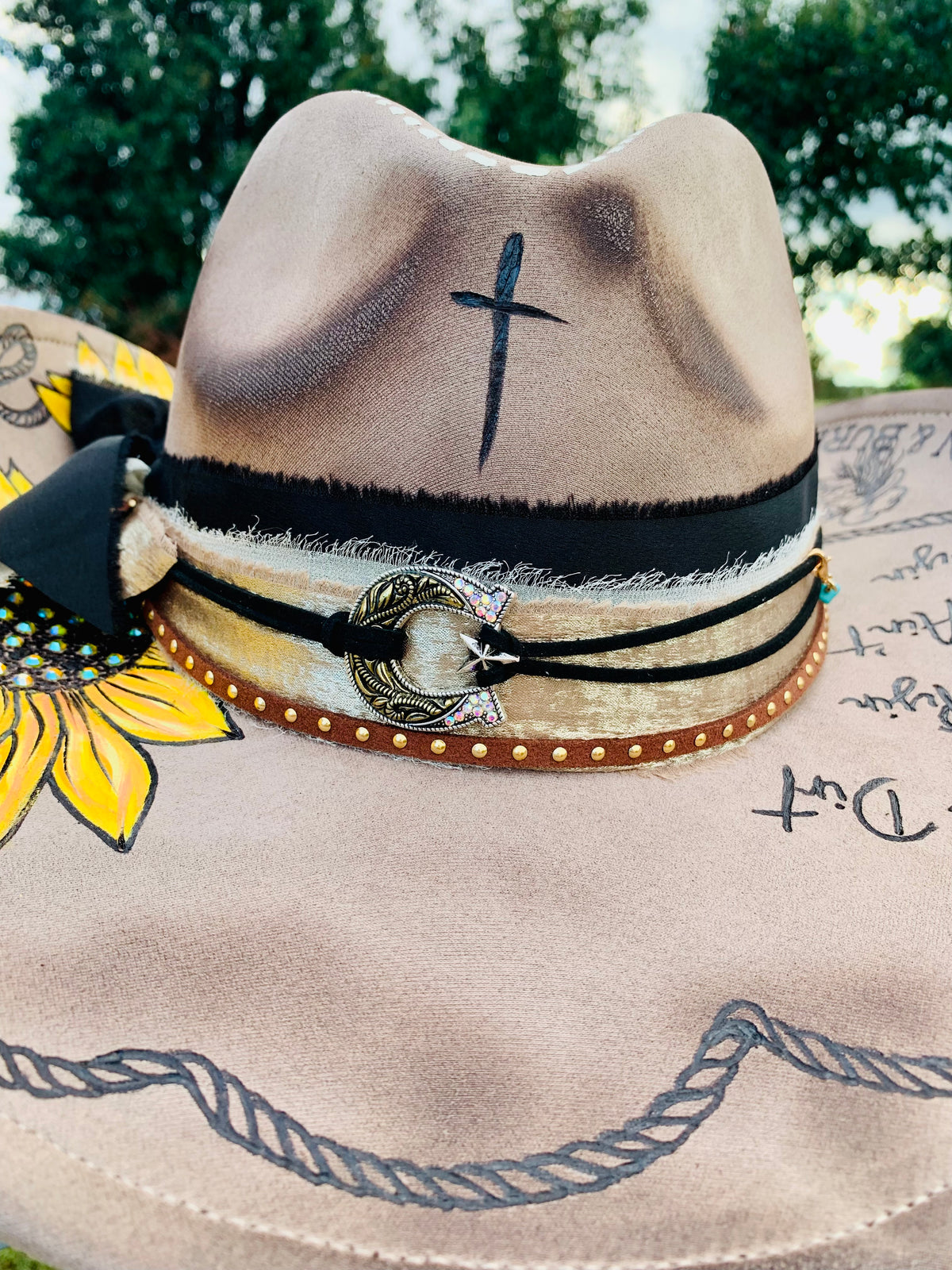 Hand Burned/Hand Painted Cowboy Hat "Barrel Racing" Design (Custom)
