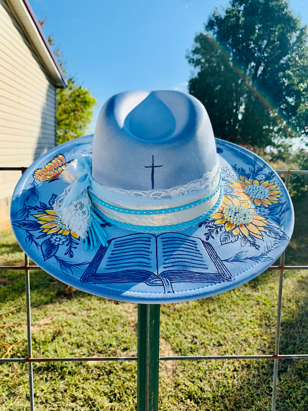Hand Burned/Hand Painted Rancher Hat "Psalm 46:5 " Design