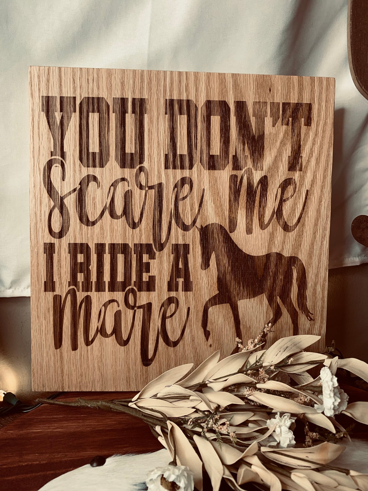 Laser Burned "Mare Horse" Sign