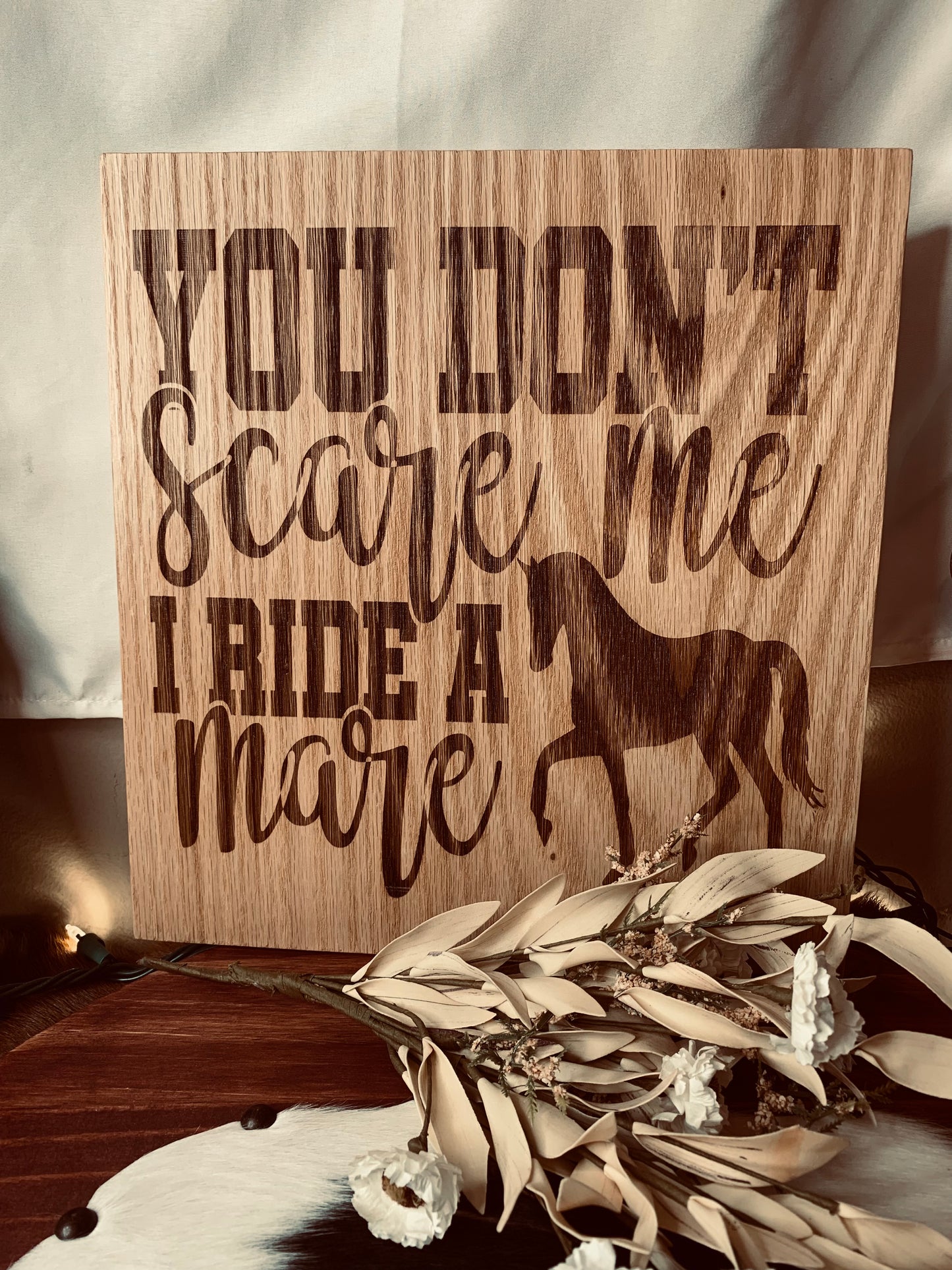 Laser Burned "Mare Horse" Sign