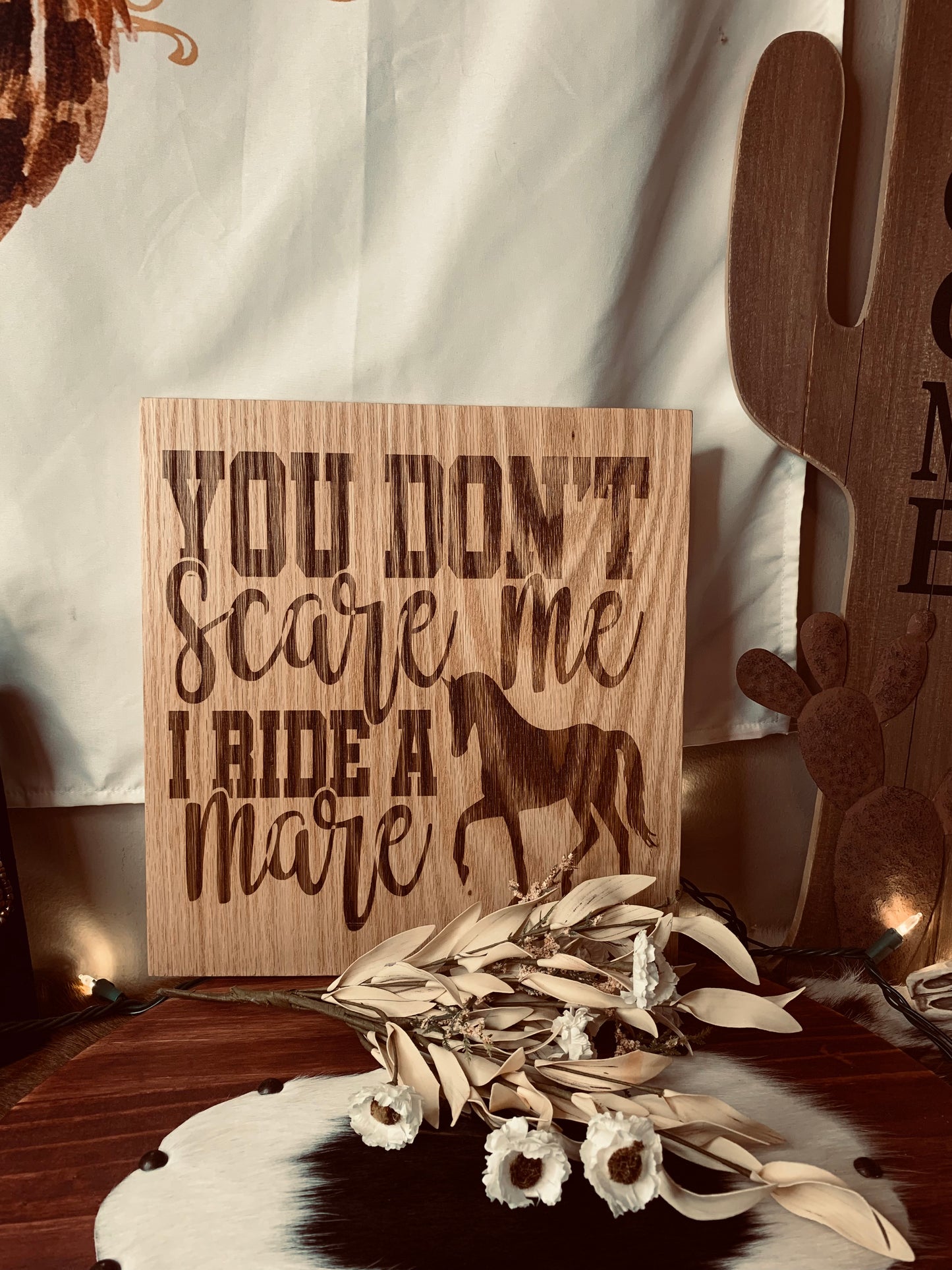 Laser Burned "Mare Horse" Sign