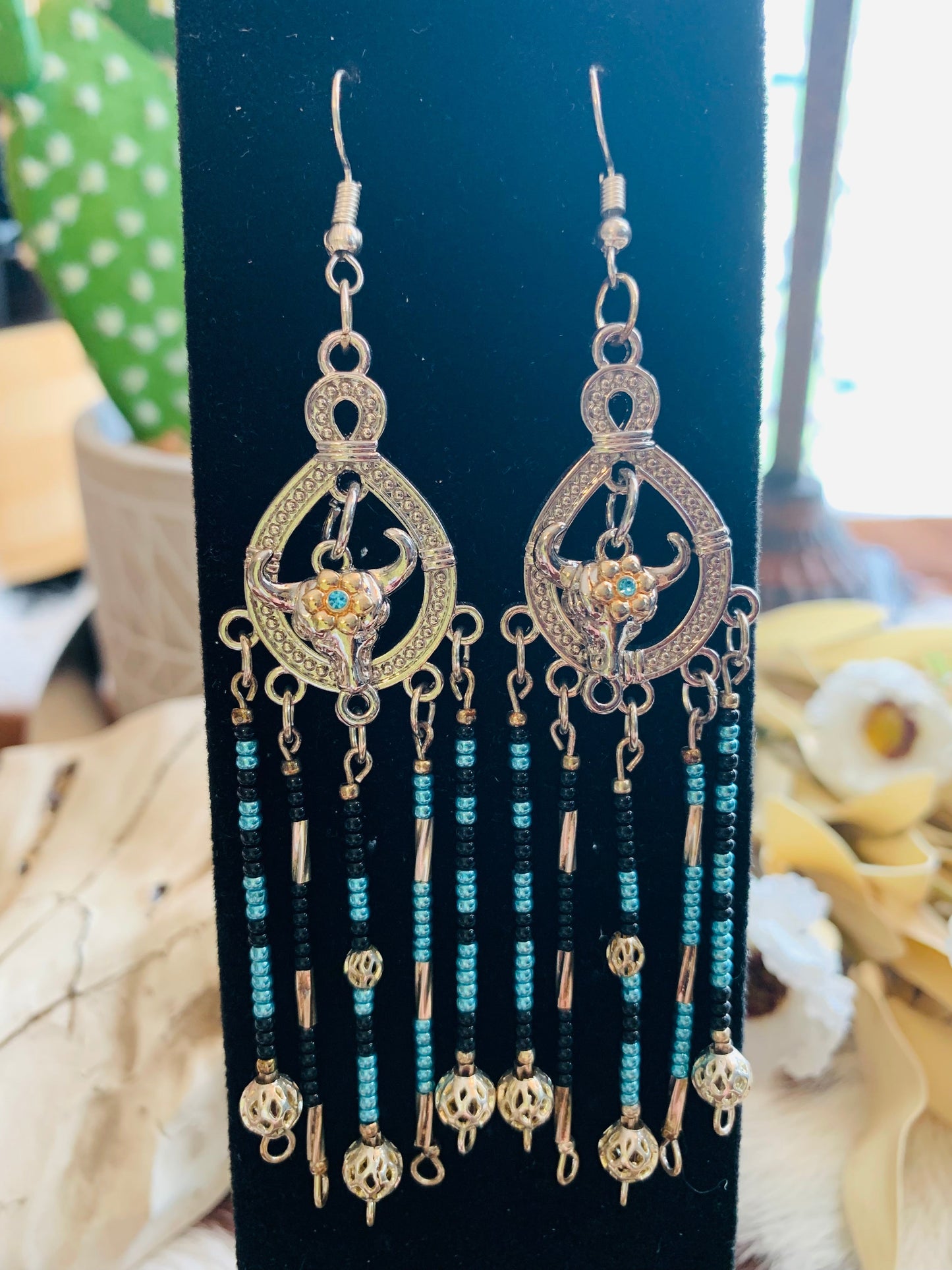 Native Seed Bead Drop Earrings Wild Western Dreams