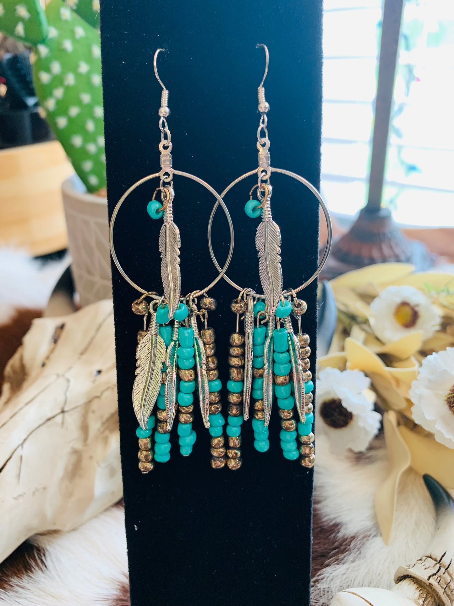 Native Seed Bead Drop Earrings Wild Western Dreams