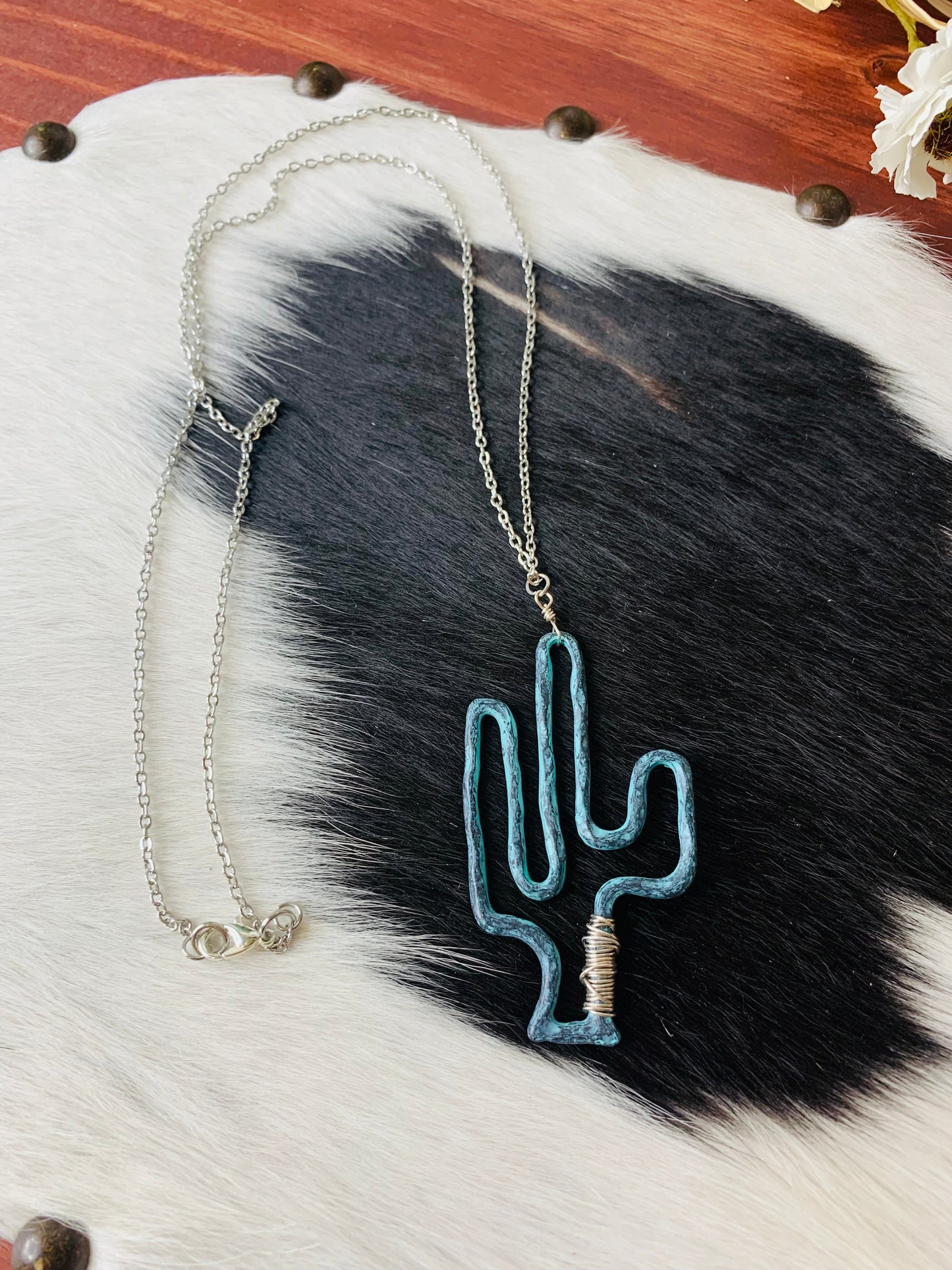 Patina Cactus Necklace Wild Western Dreams