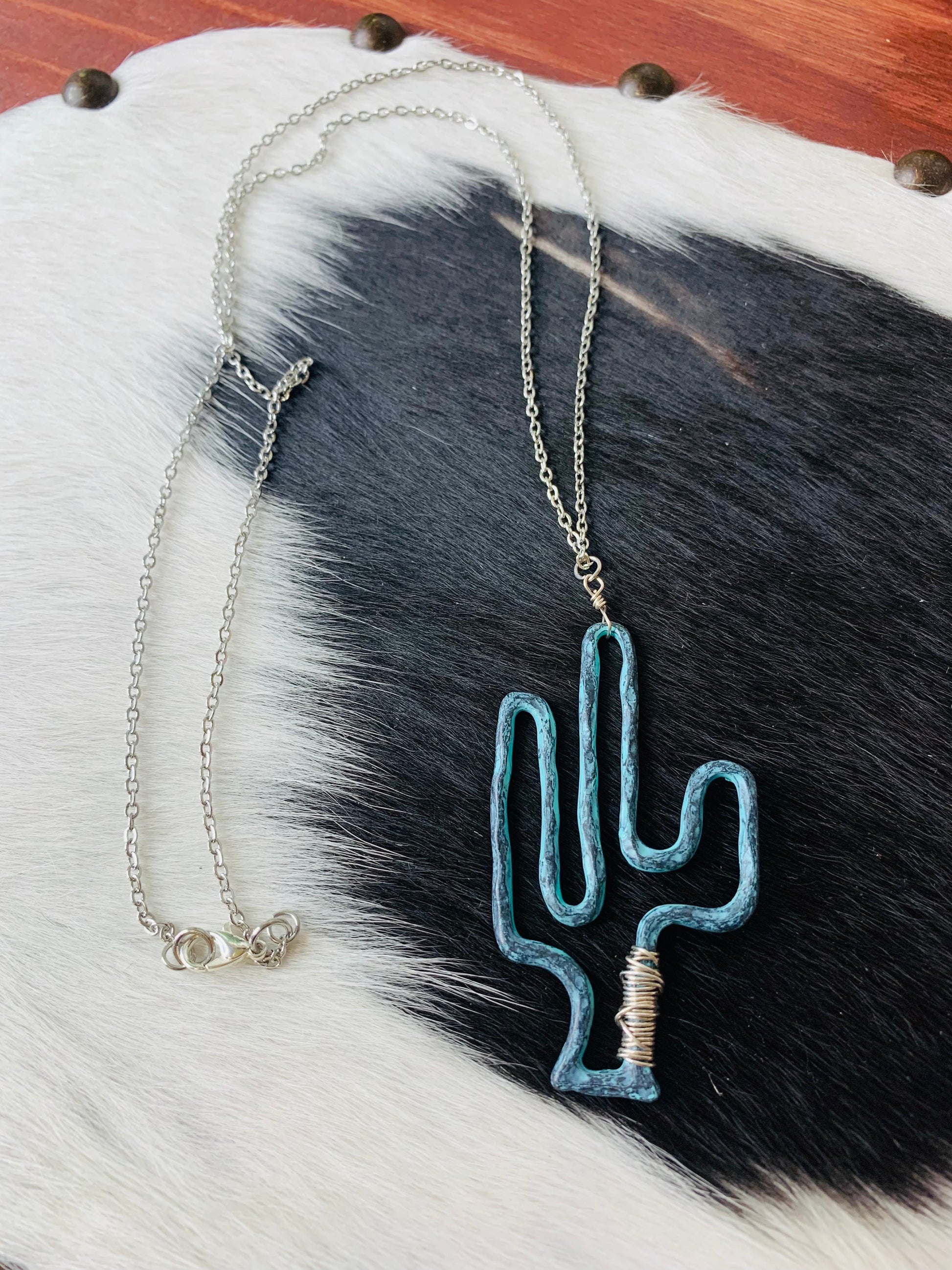 Patina Cactus Necklace Wild Western Dreams