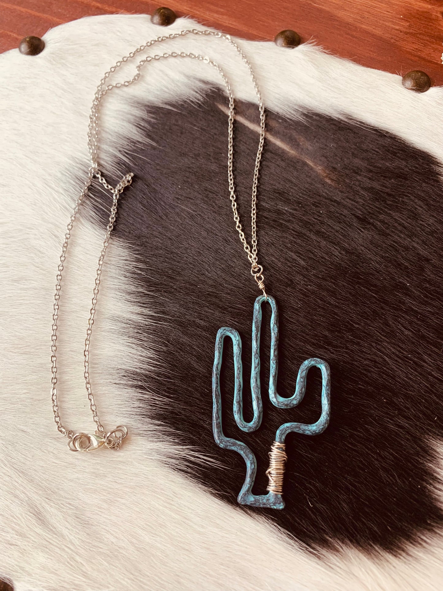 Patina Cactus Necklace Wild Western Dreams