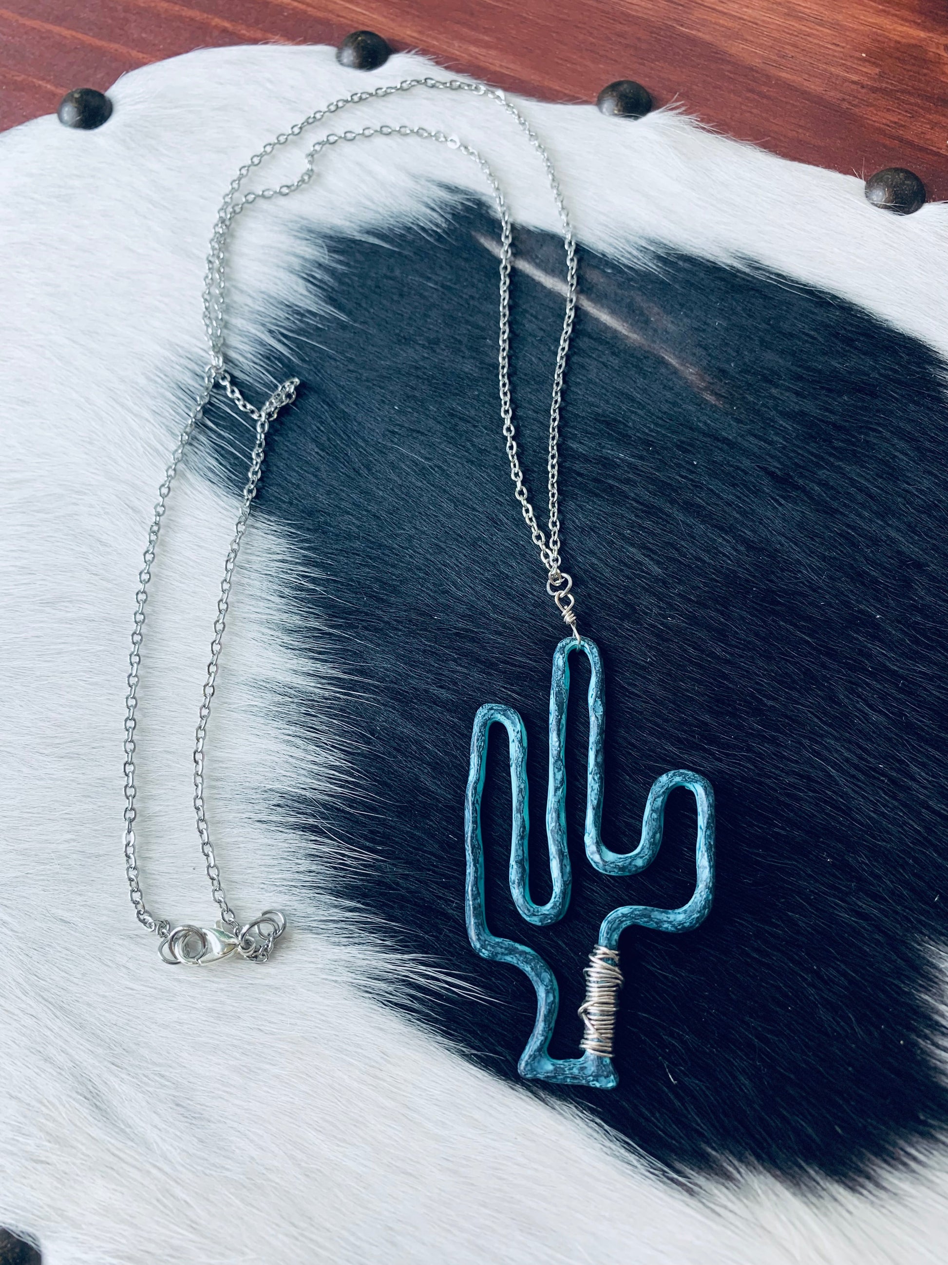 Patina Cactus Necklace Wild Western Dreams