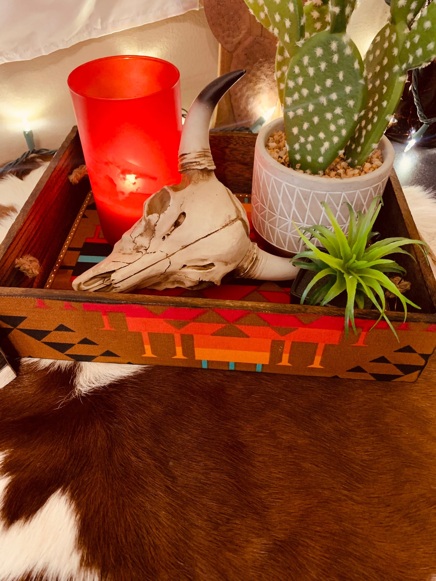 Set of 3 Southwest and Cowhide Tray's Wild Western Dreams