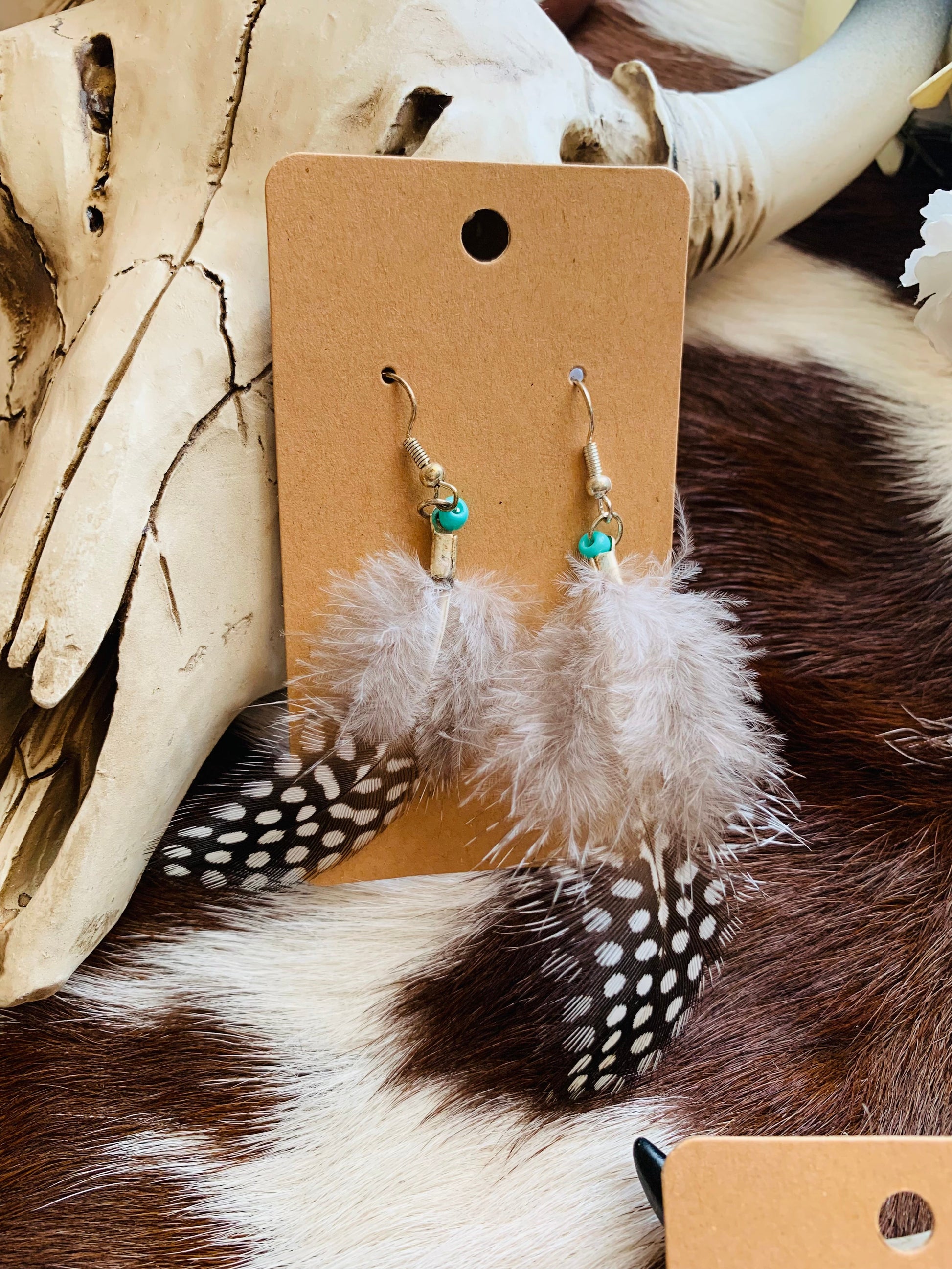 Speckled Feather Earrings Wild Western Dreams