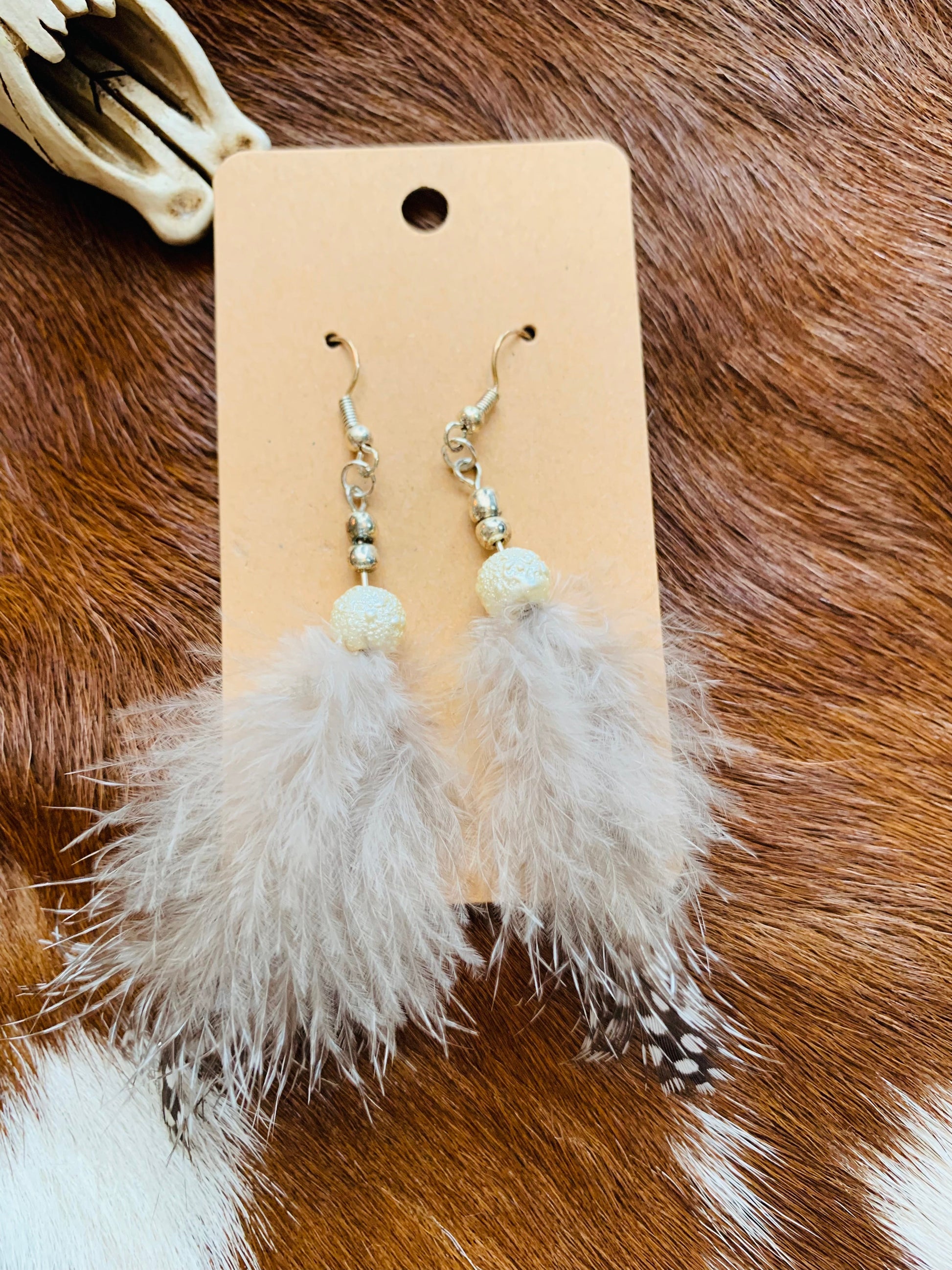 Speckled Feather Earrings Wild Western Dreams