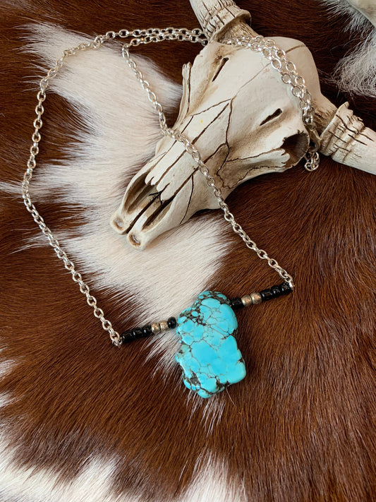 Turquoise Stone Bar Necklace Wild Western Dreams