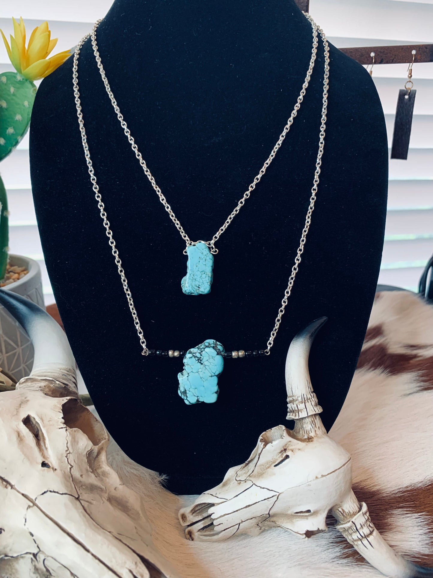 Turquoise Stone Bar Necklace Wild Western Dreams