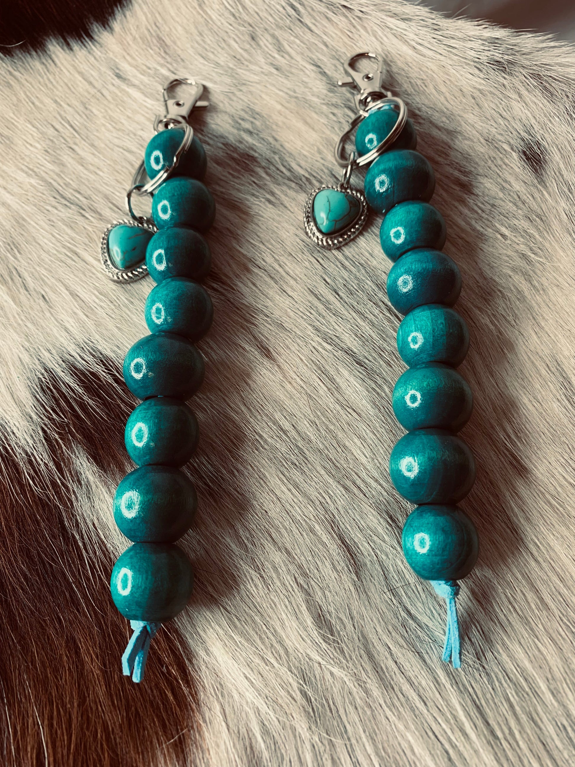 Turquoise Wood Bead Keychain Wild Western Dreams